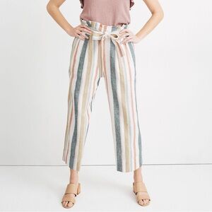 Madewell Huston Tie-Waist Cropped Striped Pants